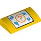 Slope Brick Curved 2 x 4 x 2/3 No Studs with White Square, Medium Blue Book, Glove, Umbrella, Apple, Orange Question Mark in Circle print