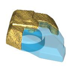 LEGO part 105311pat0001 Rock, Jewel in Pearl Gold Holder pattern in Transparent Blue/ Trans-Dark Blue