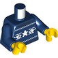 Torso, Christmas Sweater, White Helicopter print, Dark Blue Arms, Yellow Hands