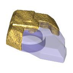LEGO part 105311pat0001 Rock, Jewel in Pearl Gold Holder pattern in Transparent Bright Bluish Violet/ Trans-Purple