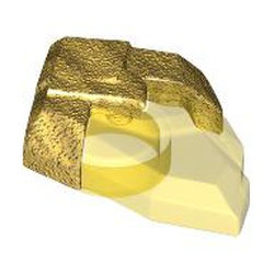 LEGO part 105311pat0001 Rock, Jewel in Pearl Gold Holder pattern in Transparent Yellow/ Trans-Yellow
