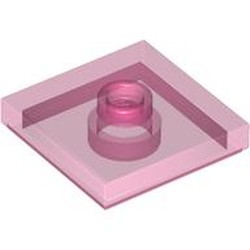LEGO part 87580 Plate Special 2 x 2 with Groove and Center Stud (Jumper) in Transparent Medium Reddish Violet/ Trans-Dark Pink
