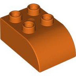 LEGO part 2302 Duplo Brick 2 x 3 with Curved Top in Reddish Orange