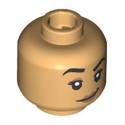 LEGO part 28621pr9801 Minifig Head with print in Warm Tan