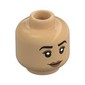 Minifig Head Cuddle Team Leader, Black Eyebrows, Dark Tan Eyeshadow, Lips, Neutral, Mean Smile