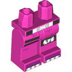 LEGO part 970c36pr0001 Hips and Dark Pink Legs with print in Bright Purple/ Dark Pink