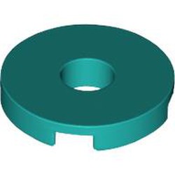 LEGO part 15535 Tile Round 2 x 2 with Hole in Bright Bluish Green/ Dark Turquoise