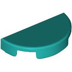 LEGO part 1748 Tile Round 1 x 2 Half Circle in Bright Bluish Green/ Dark Turquoise