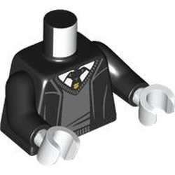 LEGO part 973c03h27pr0003 Torso, Black Arms, White Hands with print in Black