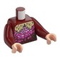 Torso with Long Arms, Tan Fur Collar, Dark Pink/Bright Pink Scales/Jewels print, Dark Red Arms, Light Nougat Hands