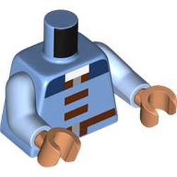 LEGO part 973c29h13pr0001 Torso, Bright Light Blue Arms, Nougat Hands with print in Medium Blue