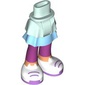 Minidoll Hips and Layered Skirt with Bright Light Blue Underdress, Magenta Legs, White Shoes, Lavender Laces print