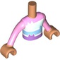 Minidoll Torso Boy with Bright Pink/White/Medium Blue/Lavender Top, Kitten Ears print, Bright Pink Arms and Nougat Hands