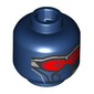 Minifig Head, Sam Wilson, Face Mask, Red Visor, Covered Mouth / Smirk