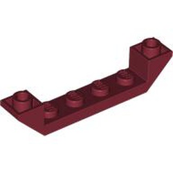 LEGO part 52501 Slope Inverted 45° 6 x 1 Double with 1 x 4 Cutout in Dark Red