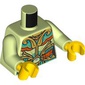 Torso, Asian Style Tunic, Gold/Dark Orange/Dark Turquoise Decorations, Pearl print, Yellowish Green Arms, Yellow Hands
