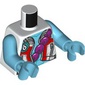 Torso, White/Red/Silver Jacket, Zipper, Medium Azure Chest, Magenta Beads on Strap print, Medium Azure Arms and Hands