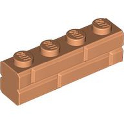 LEGO part 15533 Brick Special 1 x 4 with Masonry Brick Profile in Nougat