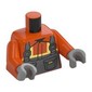 Torso Safety Jacket, Dark Bluish Grey Overalls Print, Reddish Orange Arms, Light Bluish Gray Hands