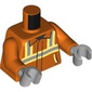 Torso Safety Jacket, Silver and Vibrant Yellow Stripes Print, Reddish Orange Arms, Light Bluish Gray Hands