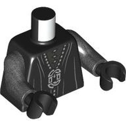 LEGO part 973c75h03pr0003 Torso, Pearl Titanium Arms, Black Hands with print in Black
