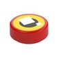Tile Round 1 x 1 with Brickheadz Eye, White Squares, Black Circle, Yellow Background print