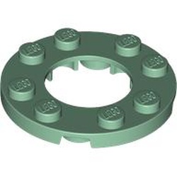 LEGO part 11833 Plate Round 4 x 4 with 2 x 2 Round Opening in Sand Green