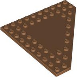 LEGO part 92584 Wedge Plate 10 x 10 Cut Corner [No Centre Studs] in Medium Nougat