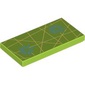 Tile 2 x 4 with Dark Turquoise Flower, Yellowish Yellow Stripes print