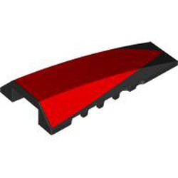 LEGO part 5382pr0002 Wedge Curved 4 x 8 No Top Studs with Red Surface print in Black