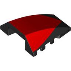 LEGO part 47753pr0024 Wedge Curved 4 x 4 No Top Studs with Red Surface print in Black