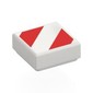 Tile 1 x 1 with Red Danger Stripes print