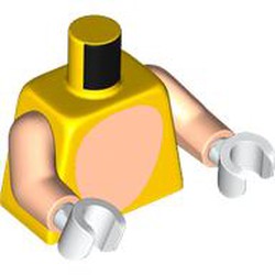 LEGO part 973c02h27pr0001 Torso, Light Nougat Oval Stomach Print, Light Nougat Arms, White Hands in Bright Yellow/ Yellow