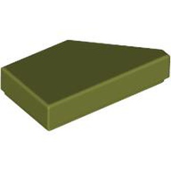 LEGO part 5091 Tile 1 x 2 with Stud Notch Left in Olive Green