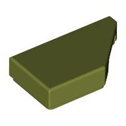 LEGO part 5092 Tile 1 x 2 with Stud Notch Right in Olive Green