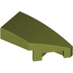 LEGO part 29119 Slope Curved 2 x 1 with Stud Notch Right in Olive Green