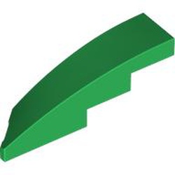 LEGO part 5414 Slope Curved 1 x 4 with Stud Notch Right in Dark Green/ Green