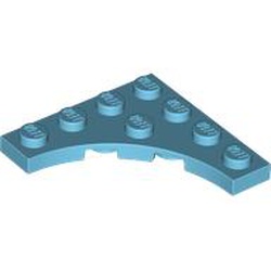 LEGO part 35044 Plate Special 4 x 4 with 3 x 3 Quarter Round Cutout in Medium Azure