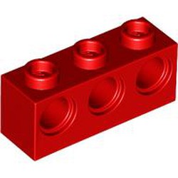 LEGO part 5565 Technic Brick 1 x 3 [3 Pin Holes] in Bright Red/ Red