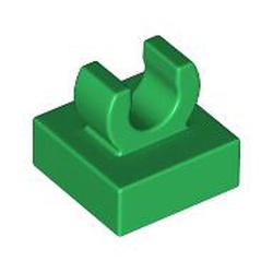 LEGO part 15712 Tile Special 1 x 1 with Clip with Rounded Edges in Dark Green/ Green