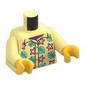 Torso, Hawaiian Shirt, Dark Turquoise Leaves, Magenta Flowers print, Bright Light Yellow Arms, Yellow Hands