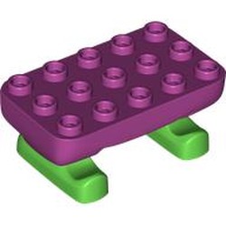 LEGO part 109445pat0001 Feet Bright Green pattern with 3 x 5 Plate in Bright Reddish Violet/ Magenta