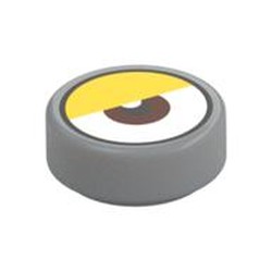 Tile Round 1 x 1 with Reddish Brown Eye Center, Yellow Eyelid (White Dot Close to Eyelid) print