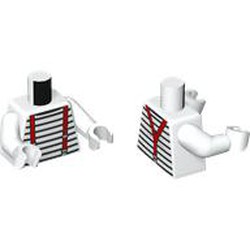 Torso, Black Thin Stripes, Red Suspenders Front and Back Print, White Arms and Hands