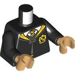 LEGO part 973c03h70pr0001 Torso, Black Arms, Warm Tan Hands with print in Black