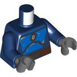 LEGO part 973c05h12pr0001 Torso, Dark Blue Arms, Dark Bluish Gray Hands with print in Earth Blue/ Dark Blue