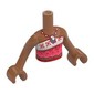 Minidoll Torso Girl with White/Coral Dress, Red Decorations, Dark Red Necklaces, Shell Pendant print, Sienna Brown Arms and Hands