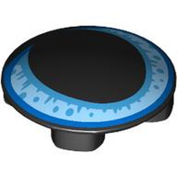 LEGO part 2654pr9998 Plate Round 2 x 2 with Rounded Bottom with Blue Cat Eye print in Black