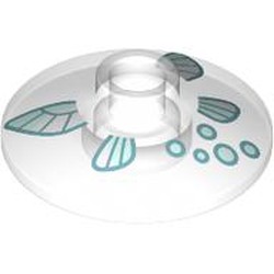 LEGO part 4740pr9995 Dish 2 x 2 with Light Blue Wings, Sparks print in Transparent/ Trans-Clear