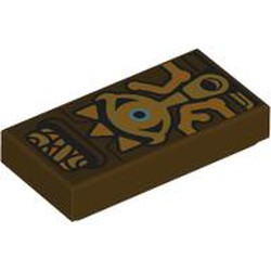 LEGO part 3069bpr9950 Tile 1 x 2 with Shiekah Slate print in Dark Brown